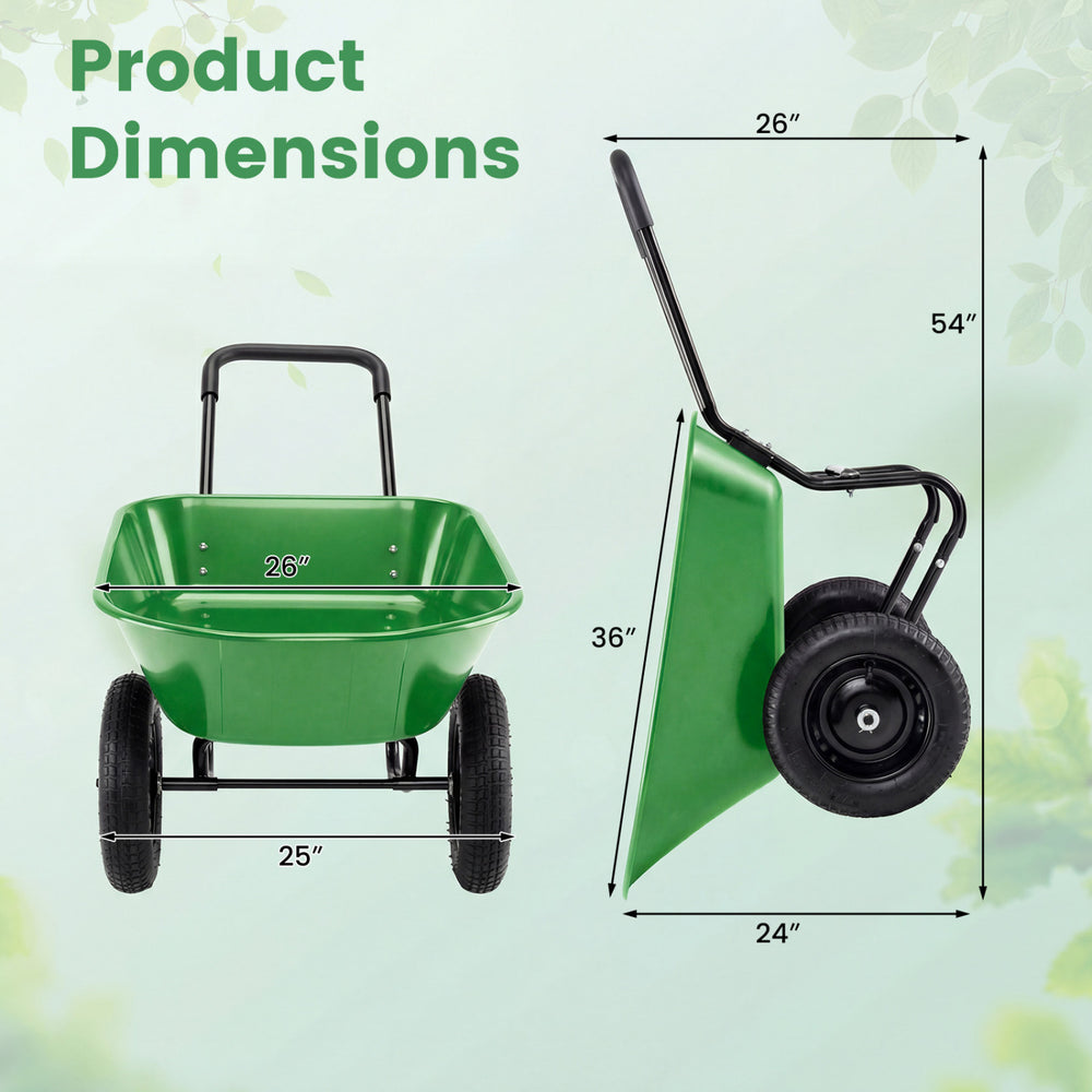 Heavy-duty light green utility cart with 26" x 36" dimensions, featuring a steel frame and 330 lbs capacity for.