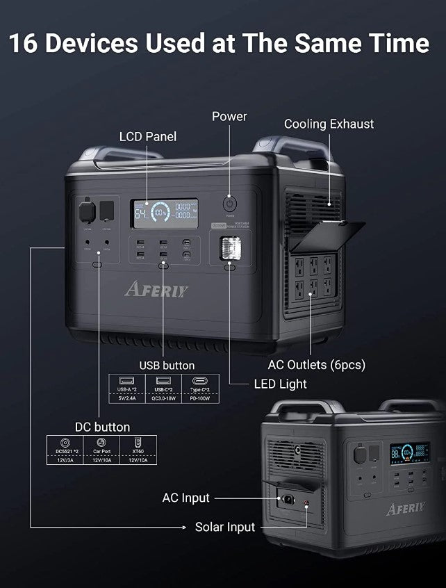 Aferiy AF-2000W Portable Power Station 2000W/4000W LiFePO4 Battery 1997Wh New