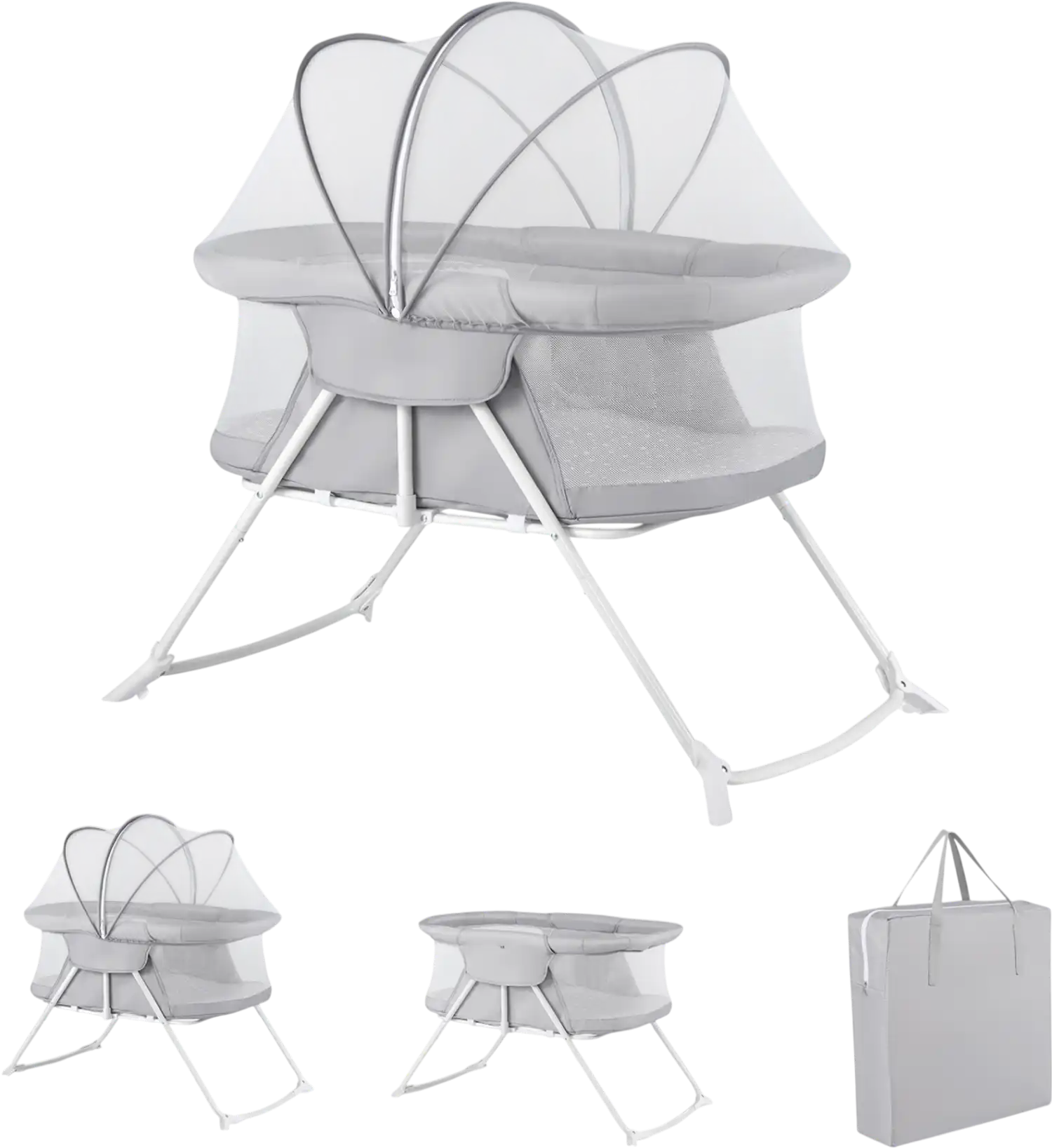 Costway 2-in-1 Baby Bassinet Bedside Sleeper Rocking Foldable Mesh 16112315 New