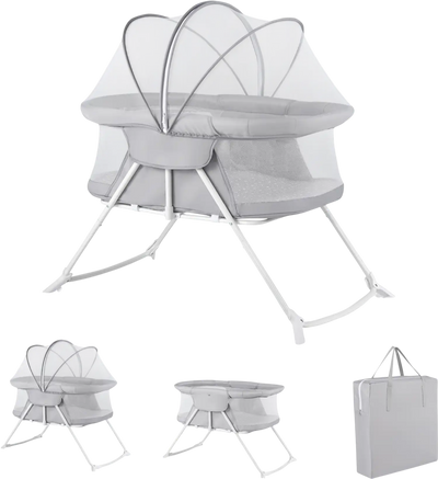 Costway 2-in-1 Baby Bassinet Bedside Sleeper Rocking Foldable Mesh 16112315 New