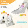 2 in 1 toddler slide and climber in gray with astronaut design, featuring safety guardrails and foldable storage for.
