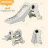2 in 1 baby slide with climber in gray, featuring safety guardrails and foldable design for toddlers aged 18+ months.
