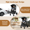 High landscape baby stroller in black with adjustable features, keeping infants away from exhaust fumes for fresh air.