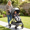2 in 1 baby stroller in gray with adjustable canopy, bassinet mode, and EVA all-terrain wheels for smooth rides.