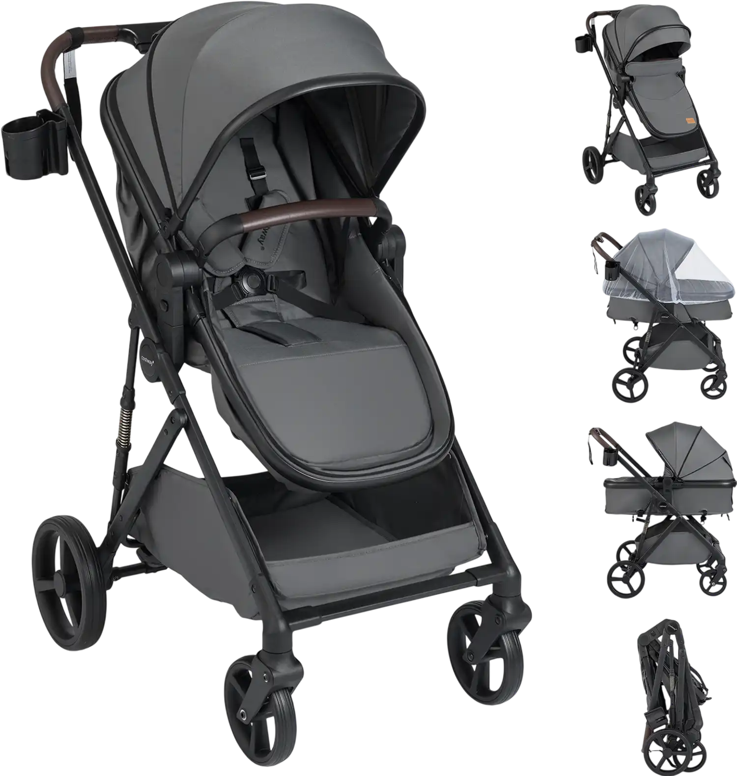 Costway 2-in-1 Baby Stroller Bassinet Reversible Seat Canopy 40998533 New