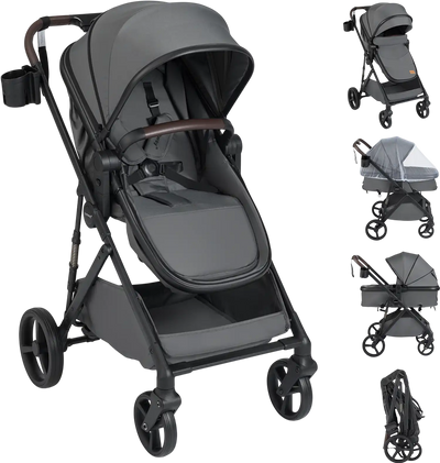 Costway 2-in-1 Baby Stroller Bassinet Reversible Seat Canopy 40998533 New