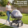 2 in 1 Baby Stroller in gray with breathable net, bassinet mode, and adjustable canopy for outdoor comfort.