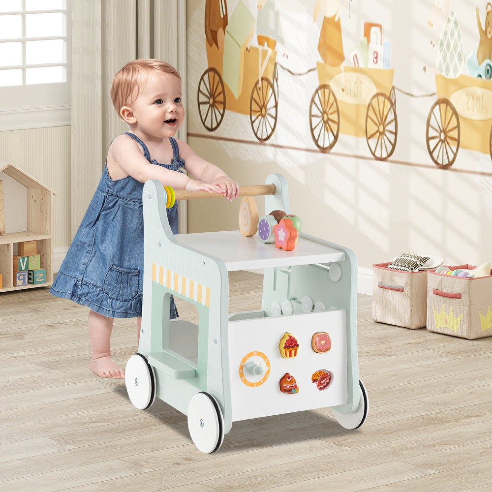 2-in-1 Baby Walker with Storage and Ice Creams for 1+ Years Old-Light Green - Gallery View 1 of 9