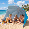 2-in-1 Beach Shelter Umbrella UPF 50+ with Side Panels for Camping Picnic-Turquoise - Gallery View 1 of 11