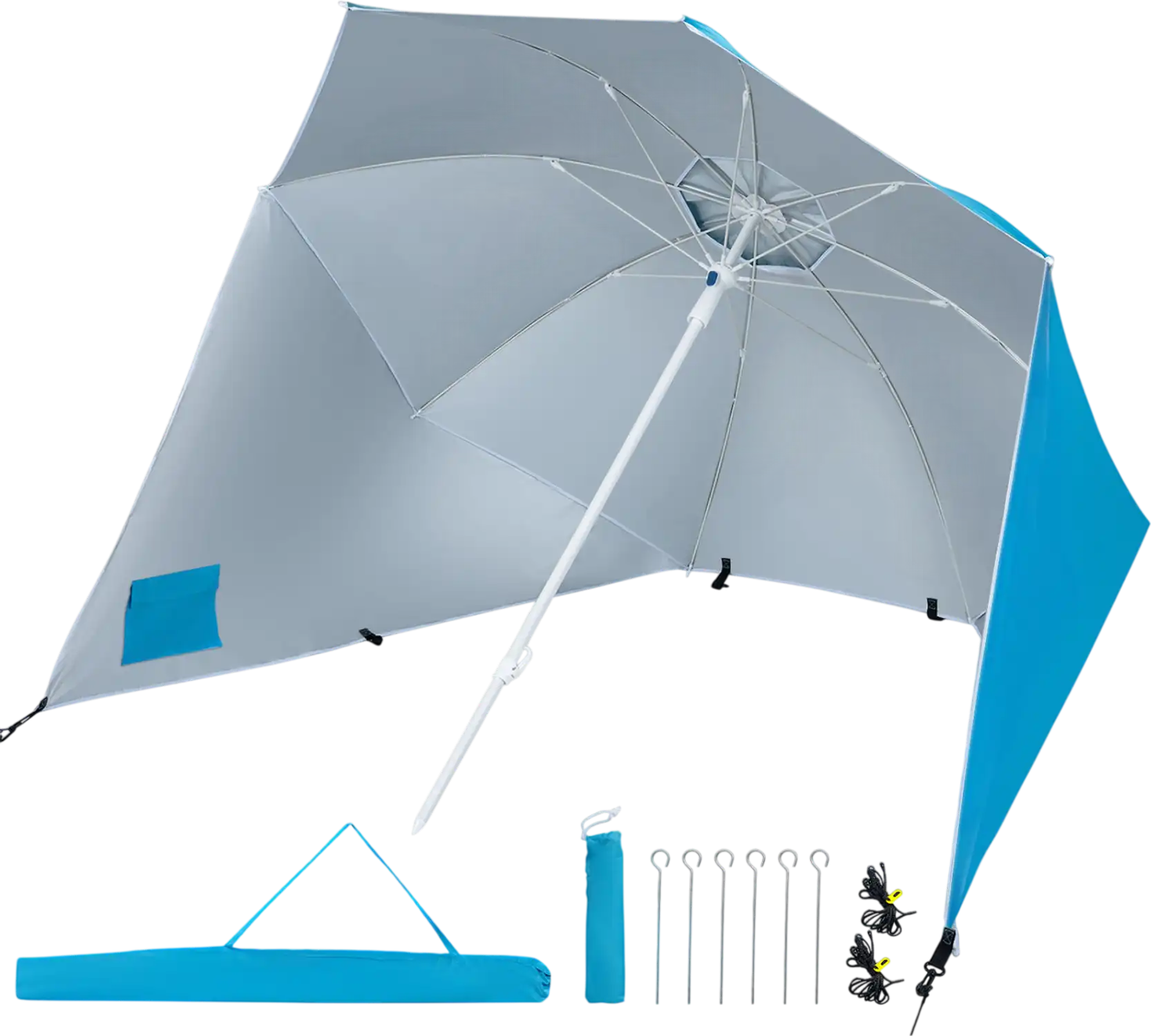 Costway 2-in-1 Beach Shelter Umbrella UPF 50+ Side Panels Camping Picnic 27234947 New