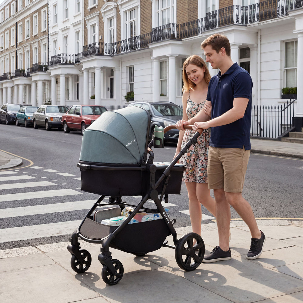 2-in-1 Convertible Baby Stroller with Car Seat Adapters-Turquoise - Gallery View 1 of 10