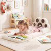 Convertible kids sofa lounger in brown with bunny paw design, featuring a cozy removable cover for playrooms and.