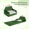 Green 2-in-1 convertible kids sofa to lounger with Christmas patterns, dimensions shown for ages 18-36 months.