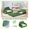 Convertible kids sofa in green with Christmas patterns, easily transforms to a lounger for playful relaxation.