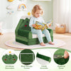 Convertible kids sofa in green with Christmas patterns, featuring comfy armrests and a back storage pocket.
