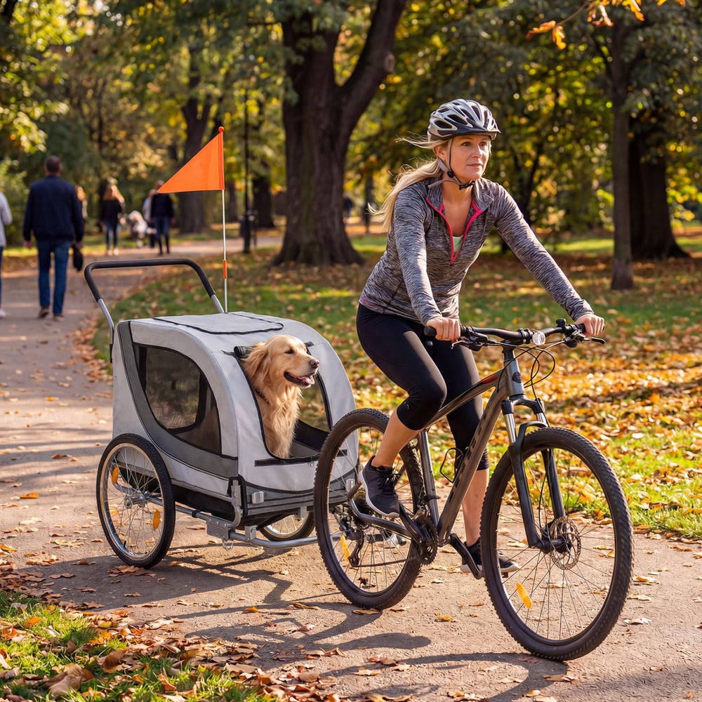 2-in-1 Dog Bike Trailer with Universal Bicycle Coupler-White - Gallery View 1 of 10