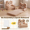 2-in-1 foldable kids sofa bed in bear design offers cozy seating and lounging, featuring soft cotton velvet and easy cleaning.