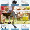 Folding fish cleaning table with double sinks, HDPE tabletop, and drainage hole, ideal for camping and picnics.