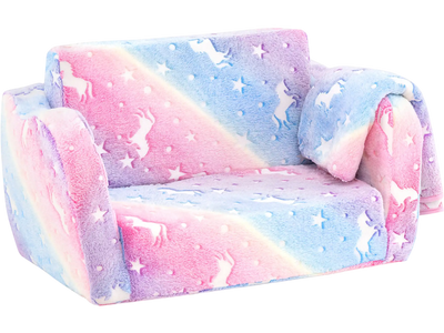 Costway 2-in-1 Folding Kids Couch Glow in the Dark Blanket 69218754 New