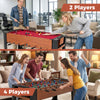2-in-1 foosball and pool combo table with players enjoying games, featuring ergonomic handles and sturdy legs for.
