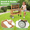 Kids rolling cart with play tools set, featuring a convenient handle and two rolling wheels for easy mobility.