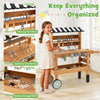 Kids rolling cart with play tools set features a spacious countertop, hanging tool rack, and bottom storage shelf for.