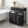 2-in-1 Laundry Basket Organizer with 2 Removable Fabric Drawers 3 Sections and Wheels-Rustic Brown - Gallery View 1 of 10