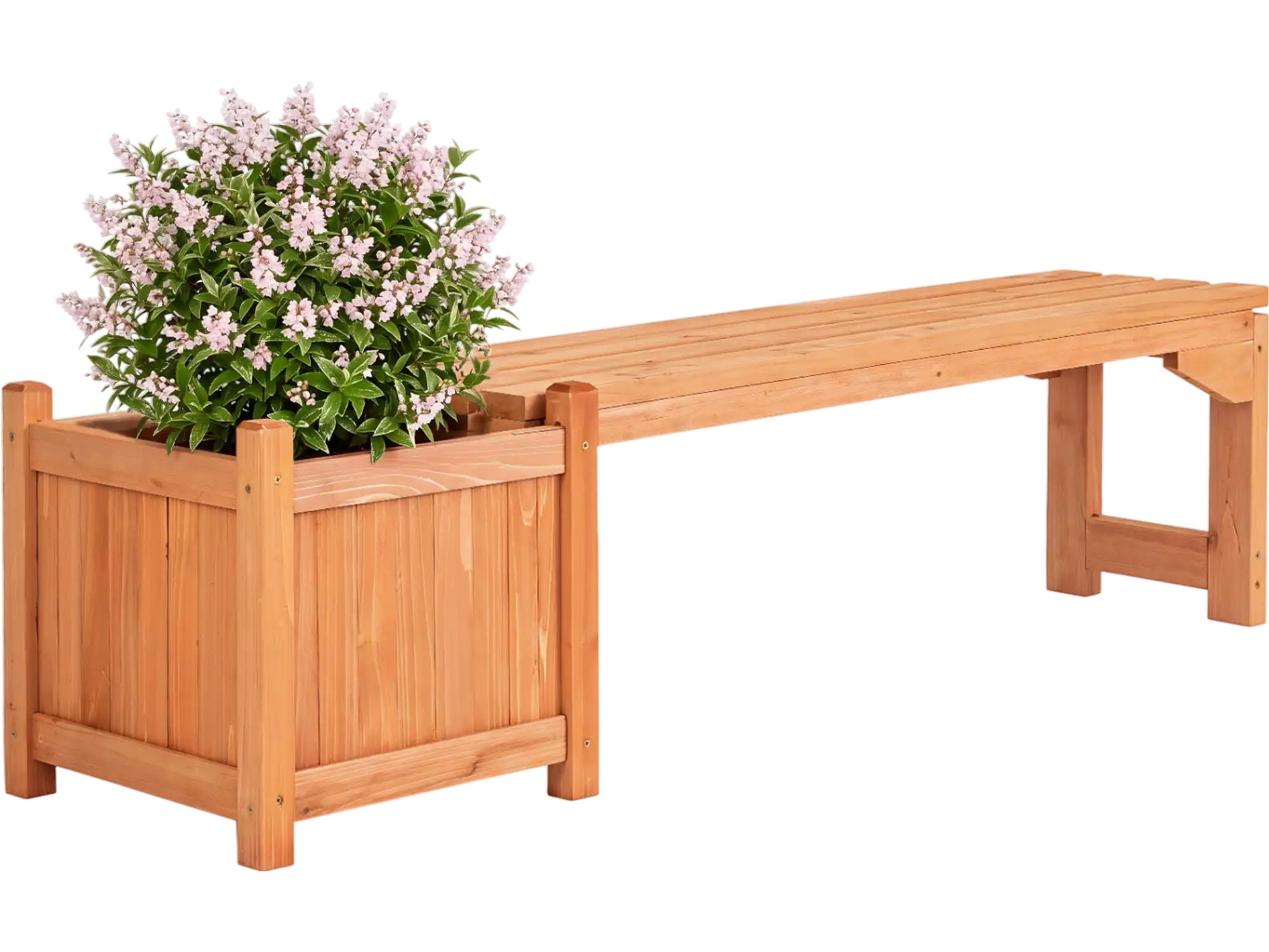 Costway 2-in-1 Outdoor Bench Raised Garden Bed 47214457 New