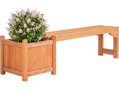 Costway 2-in-1 Outdoor Bench Raised Garden Bed 47214457 New