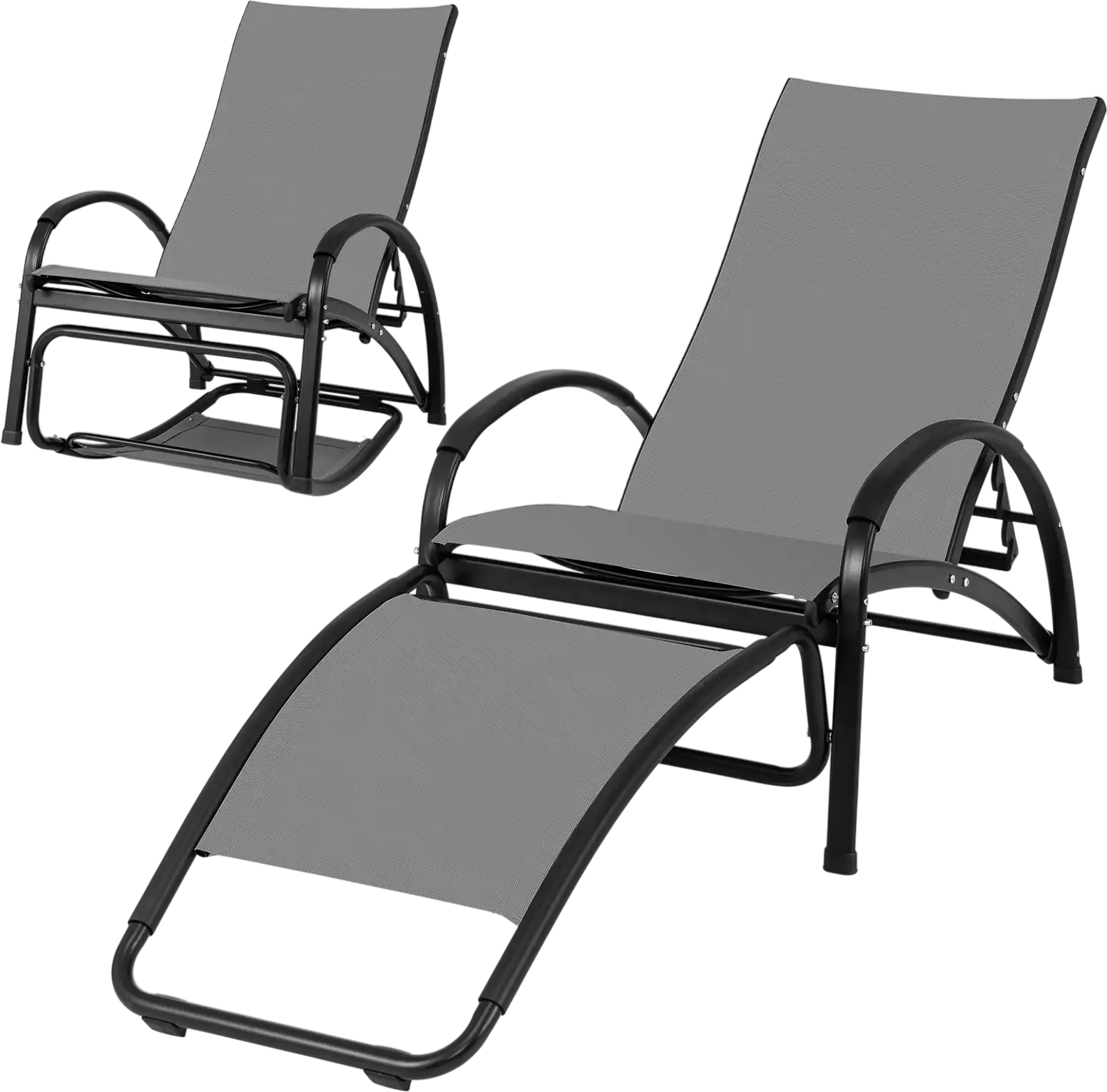 Costway 2-in-1 Outdoor Rocking Chair 4-Position Adjustable Backrest Patio Porch Poolside 83417562 New