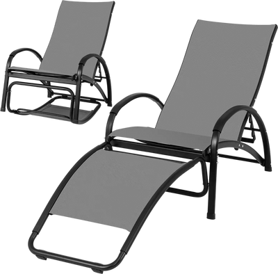 Costway 2-in-1 Outdoor Rocking Chair 4-Position Adjustable Backrest Patio Porch Poolside 83417562 New