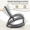 Gray 2-in-1 outdoor rocking chair showing gentle rocking function and adjustable backrest for versatile patio use.