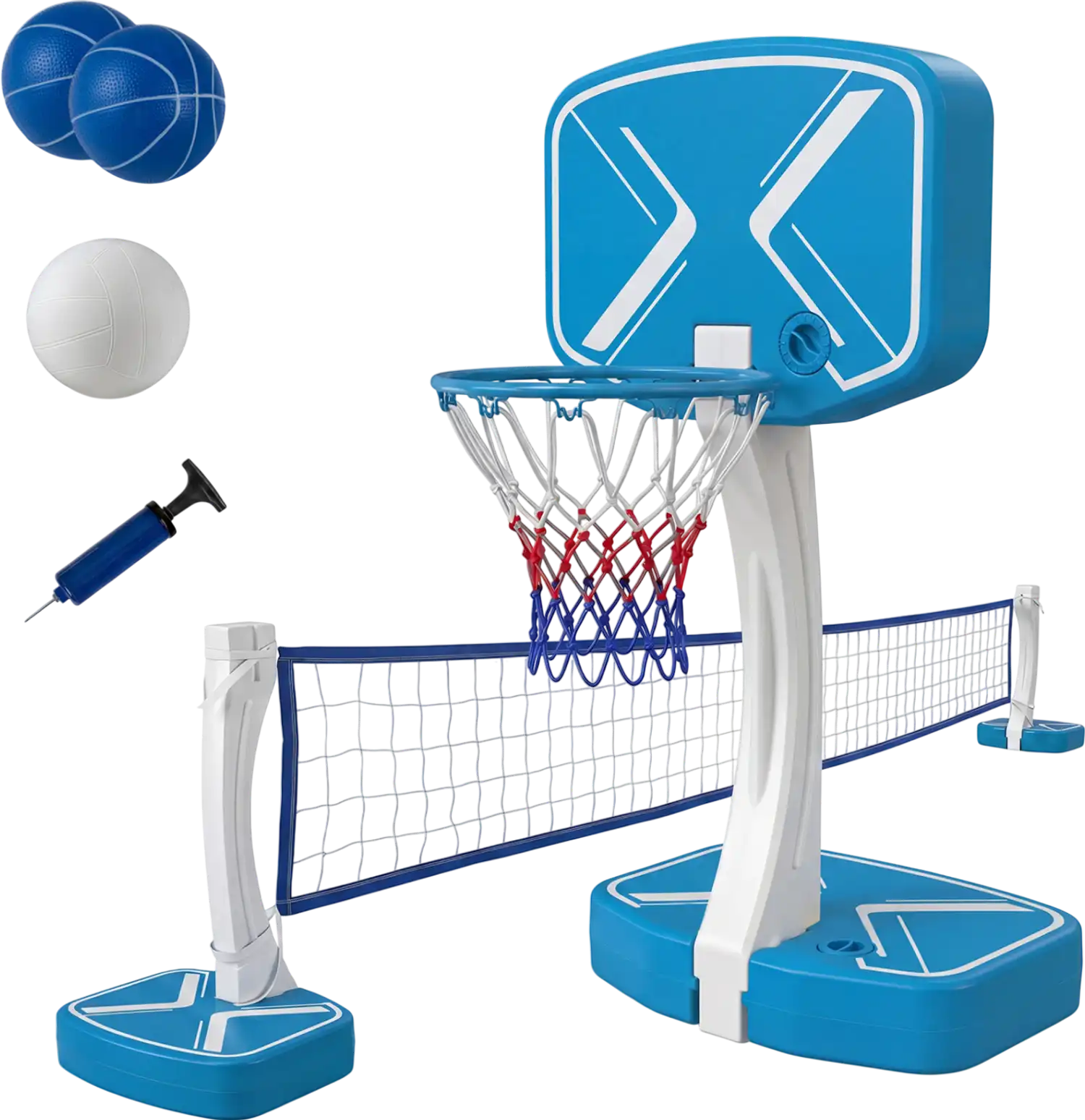 Costway 2-in-1 Pool Basketball Hoop Volleyball Net Weighted Base 72152705 New