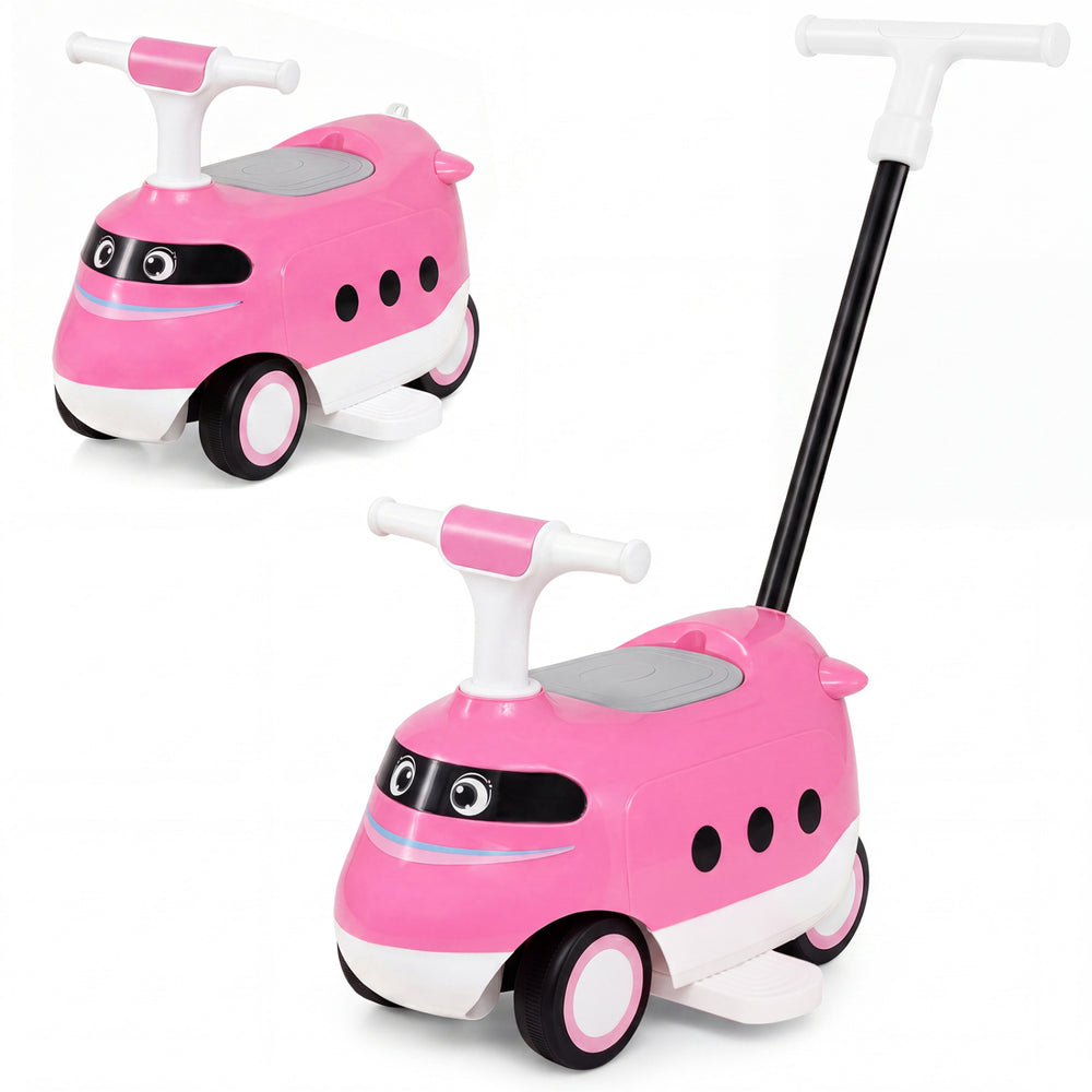 2-in-1 Ride On Push Car for Toddlers 1-3 Years Old with Horn-Pink - Gallery View 1 of 1