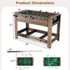 Dimensions of the 2-in-1 Swivel Foosball and Pool Combo Game Table, showcasing its sturdy design and adjustable leg.