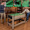 2-in-1 swivel game table featuring a smooth playing surface, cushion bumpers, and drop pockets for versatile gameplay.