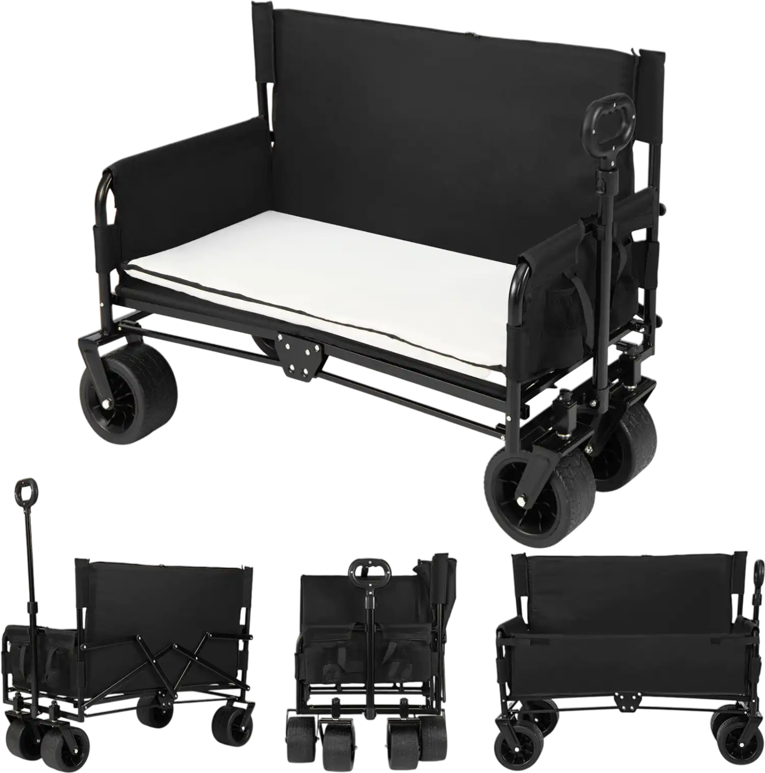 Costway 2-in-1 Collapsible Beach Wagon Bench Seat Combo 23662376 New
