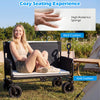 Collapsible beach cart with a bench design, featuring sponge cushions and adjustable handle for outdoor comfort.