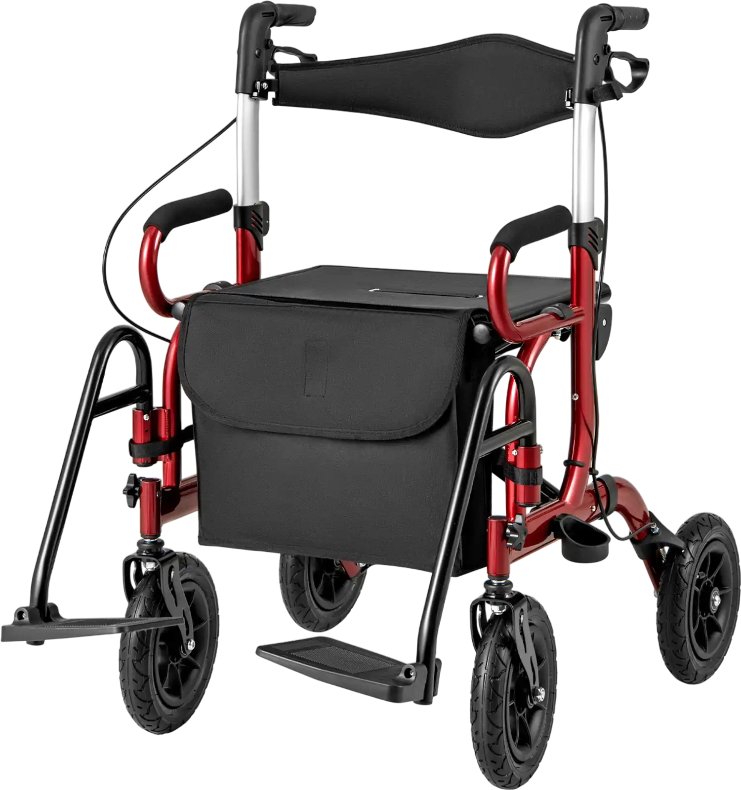Costway 2-in-1 Foldable Rollator Walker Wheelchair with Seat 9