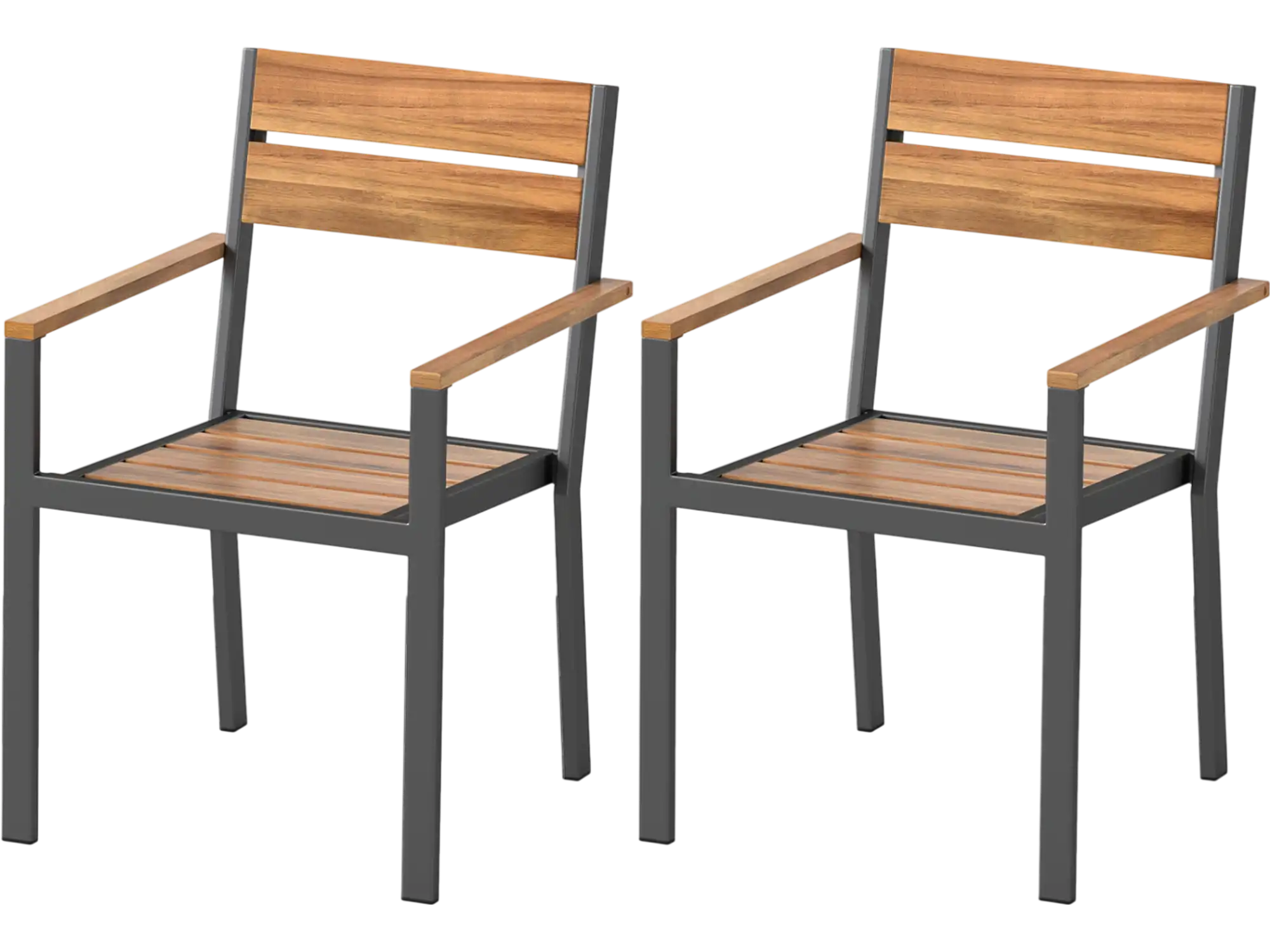 Costway Outdoor Patio Dining Chair Acacia Armrest Backyard Garden 16734120 New