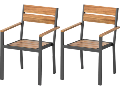 Costway Outdoor Patio Dining Chair Acacia Armrest Backyard Garden 16734120 New