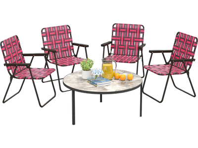 Costway 4-Piece Folding Beach Chair Camping Lawn Webbing Chair Red 74912538 New