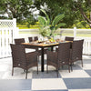 Set of 2 outdoor PE rattan armchairs with removable waterproof cushions, perfect for patio dining and relaxation.