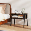 Stackable nightstand with spacious tabletop and open storage, featuring a retro design and sturdy steel frame for.