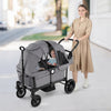 2 Seater Push Pull Collapsible Kids Wagon Stroller with Adjustable Handlebars-Gray - Gallery View 1 of 10