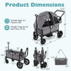 Collapsible 2-seater kids wagon stroller in gray with adjustable handlebars and safety harness, perfect for outdoor use.