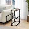 2-tier Oval Narrow Bedside End Table-Rustic Brown - Gallery View 1 of 9