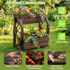 2-tier rustic wood wagon planter made of fir wood, featuring drainage holes and semi-wheels for decorative gardening.