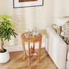 2-tier Round End Table with Solid Wood Legs-Natural - Gallery View 1 of 9