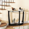 2-tier Tempered Glass Console Table with Clear Glass Top and Open Shelf-Black - Gallery View 1 of 10